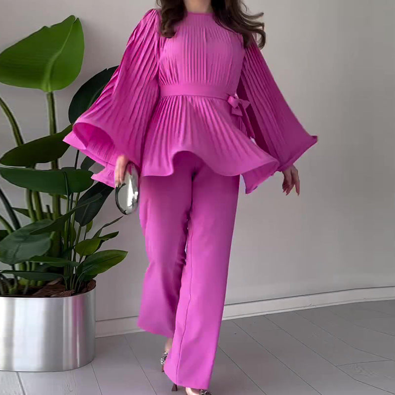 Pleated Two-Piece Set