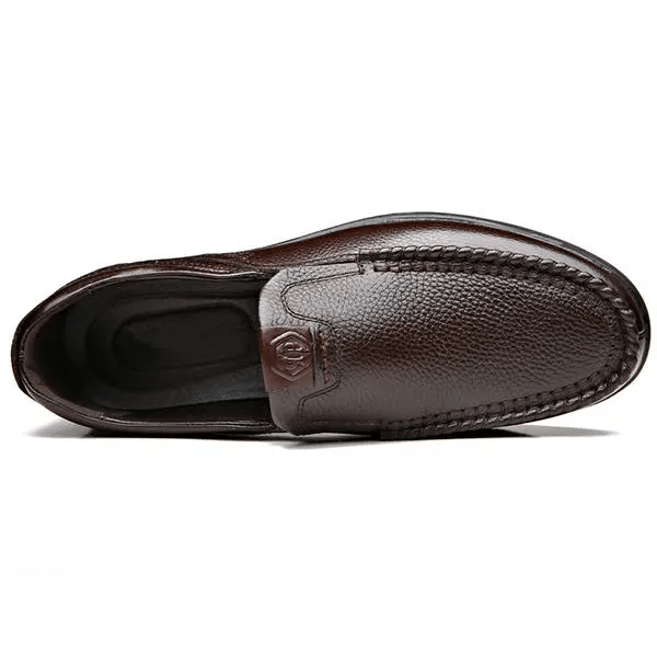 Mens Genuine Leather Soft Insole Casual Business Slip On Loafers