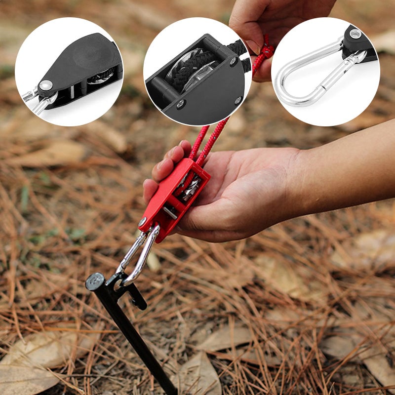 Portable Adjustable Fix Tent High Strength Fast Release Pulley Camping Rope(4 Pcs/Set)