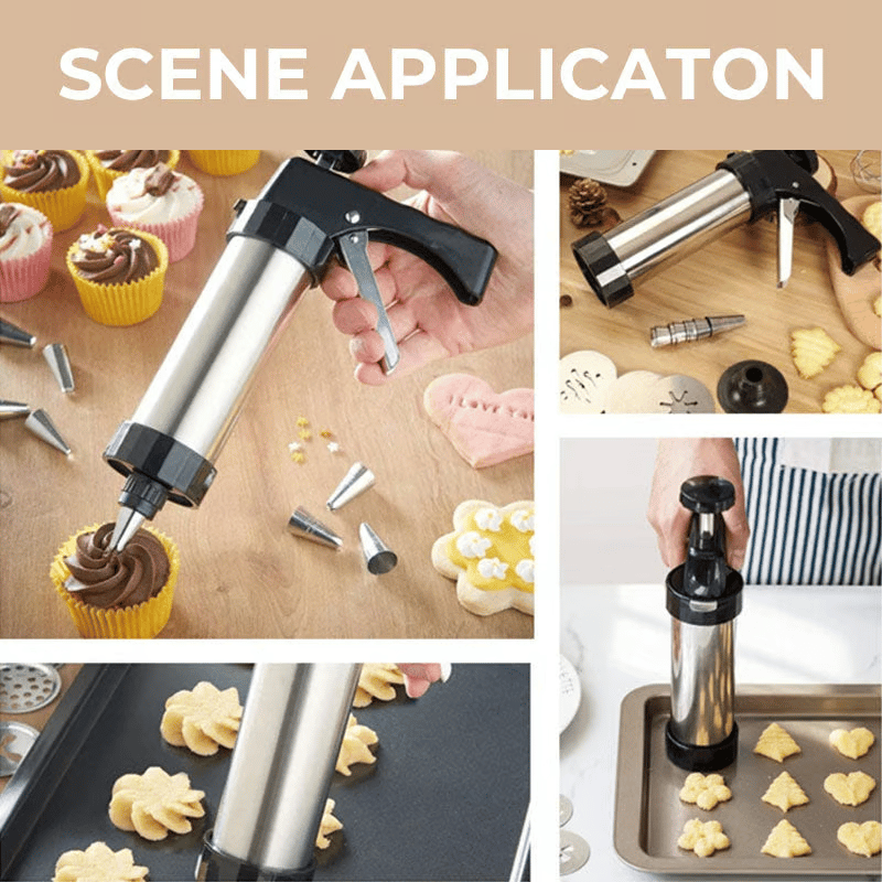 🔥Cookie Press Set-Free 16 pattern pieces + 8 spouts + cleaning brush