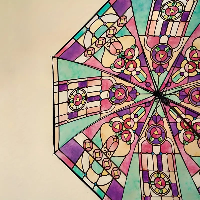 🔥Vintage Stained Glass Automatic Umbrella