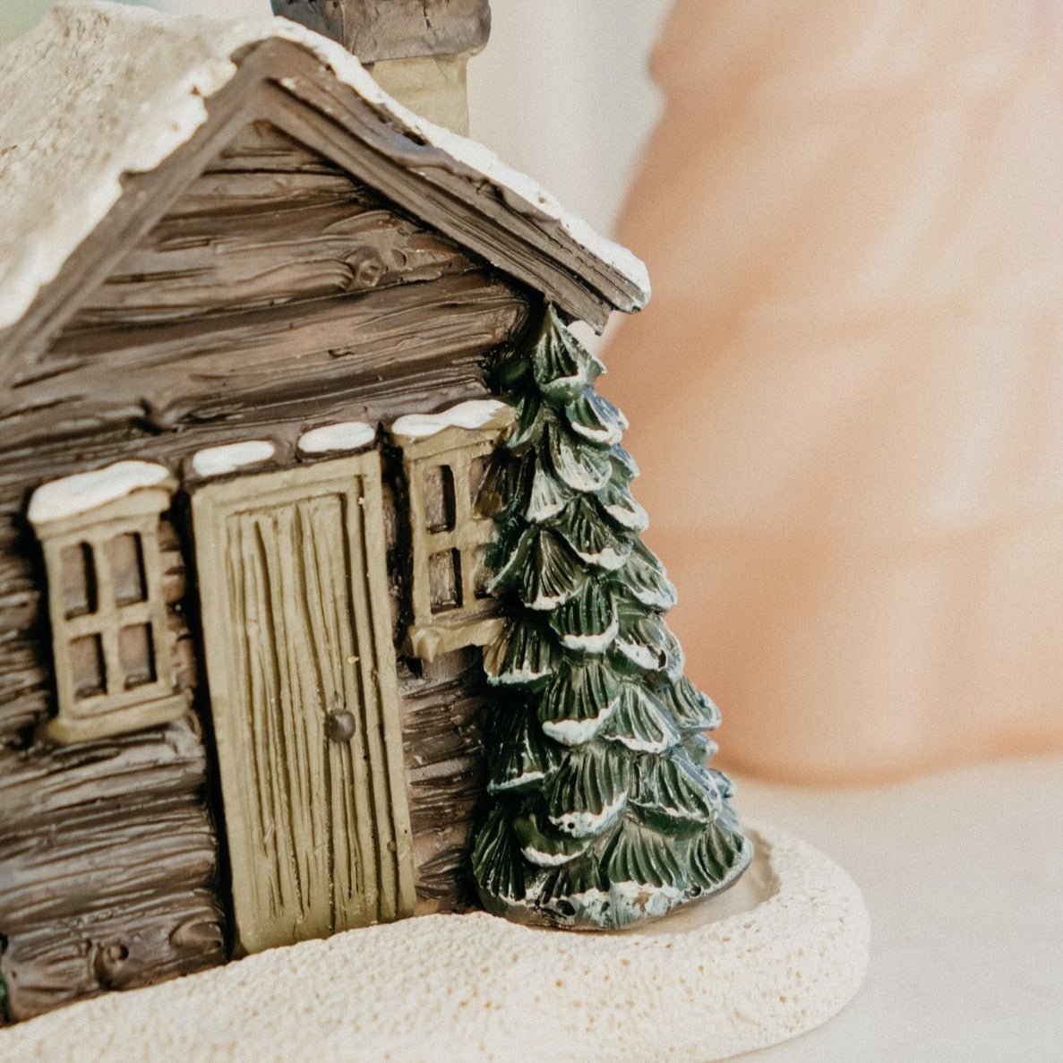 Log Cabin Snowy Winter Incense Cone Burner