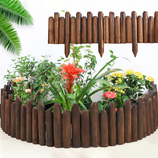 Garden Short Wood Fence Outdoor Decorative Wooden Landscape Edging Border