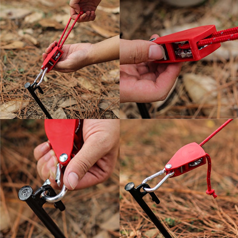 Portable Adjustable Fix Tent High Strength Fast Release Pulley Camping Rope(4 Pcs/Set)