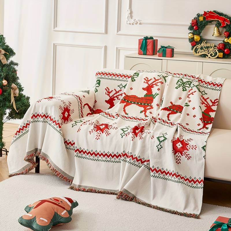 Christmas Theme Sofa Covers with Tassels