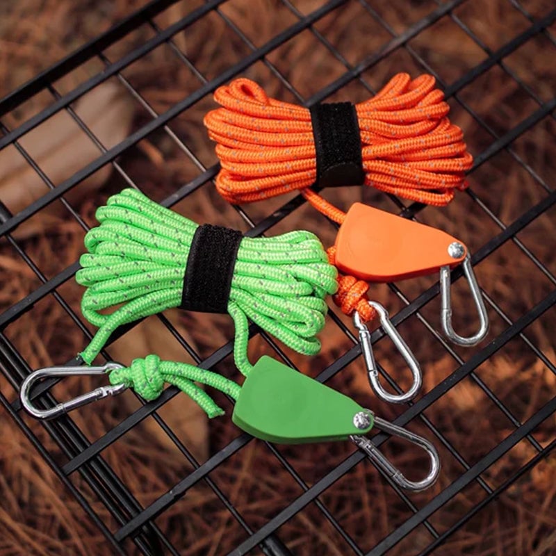 Portable Adjustable Fix Tent High Strength Fast Release Pulley Camping Rope(4 Pcs/Set)