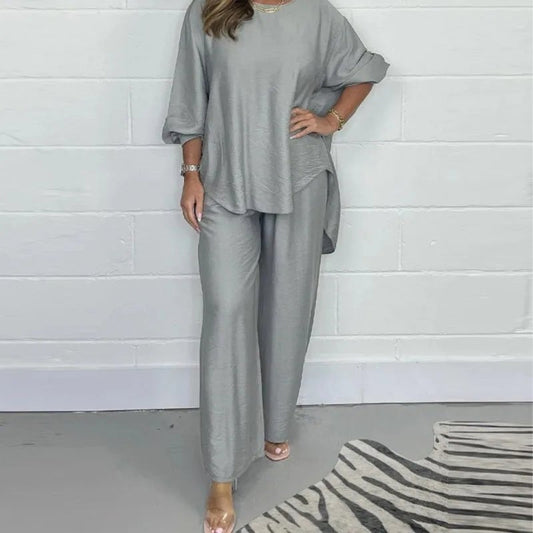 💕Women's Long Sleeve Blouse and Wide Leg Pants Set✨