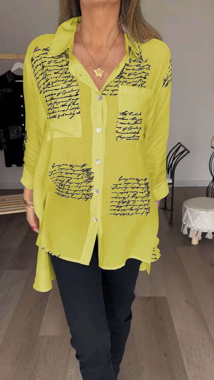 Letter Print Fashion Lapel Shirt (Buy 2 Free Shipping)