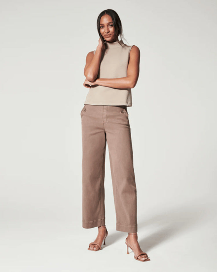 🔥Hot Sale 🔥 Stretch Twill Cropped Wide Leg Pants