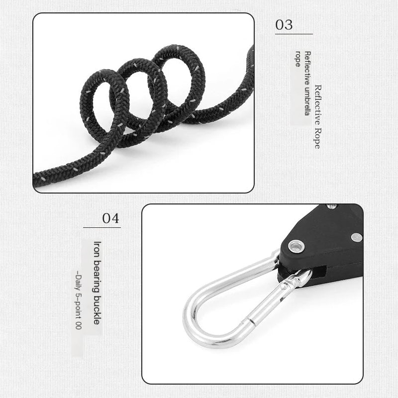 Portable Adjustable Fix Tent High Strength Fast Release Pulley Camping Rope(4 Pcs/Set)