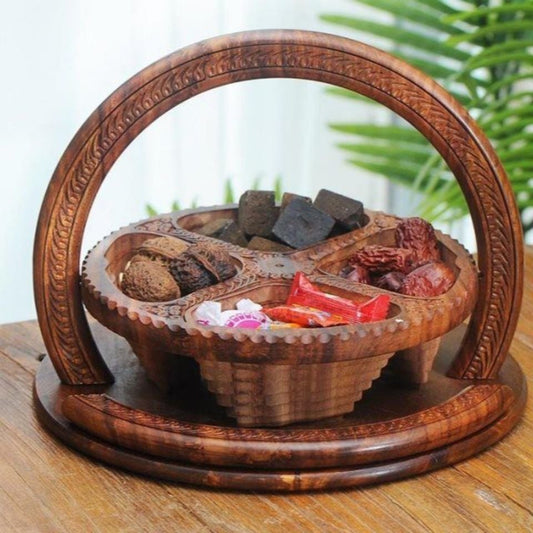 🔥-Handmade wood carving fruit plate