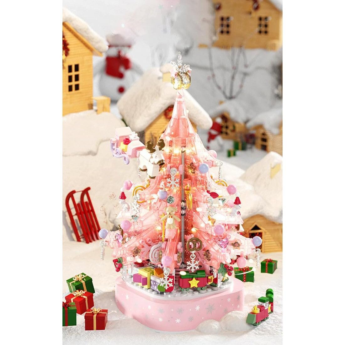 Pink Crystal Christmas Tree Building Block Set 🔥