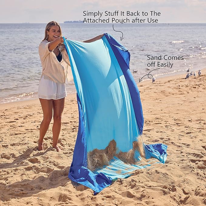 🔥Summer Hot Sale🔥Sandproof Beach Blanket (With 4 Anchor Stakes)