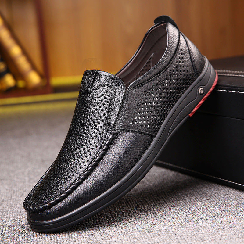 Mens Genuine Leather Soft Insole Casual Business Slip On Loafers