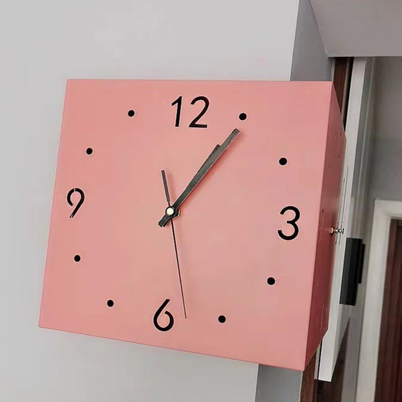 🎈New living room corner double-sided luminous creative clock wall lamp