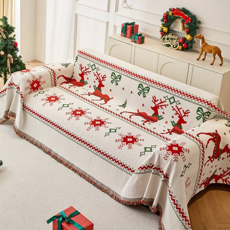 Christmas Theme Sofa Covers with Tassels