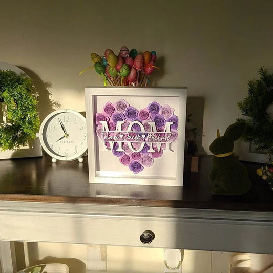 Personalized Mom Flower Shadow Box With Name For Mother's Day