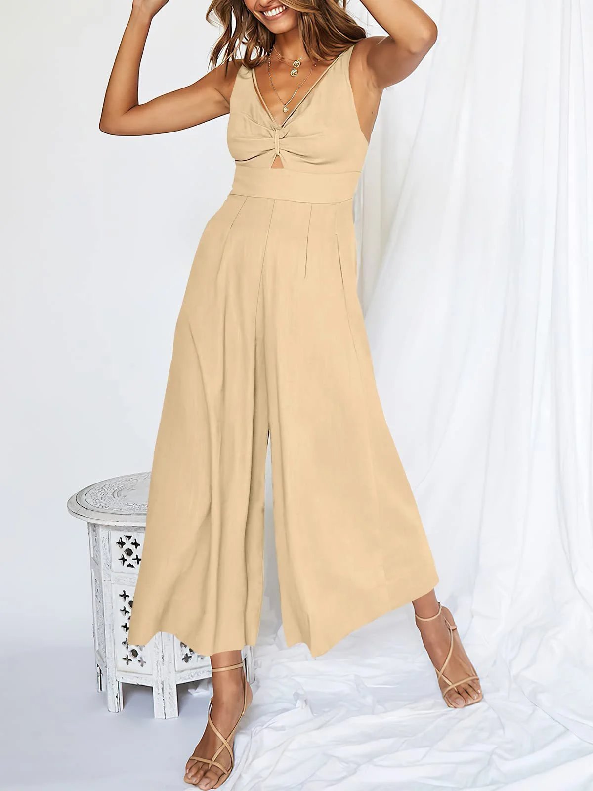 2024 New V Neck Cutout Wide Leg Jumpsuits(❤️Buy 2 Free Shipping❤️)