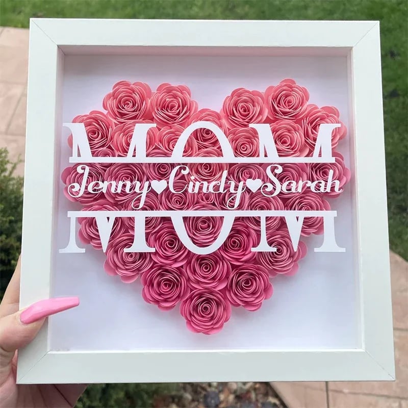 Personalized Mom Flower Shadow Box With Name For Mother's Day