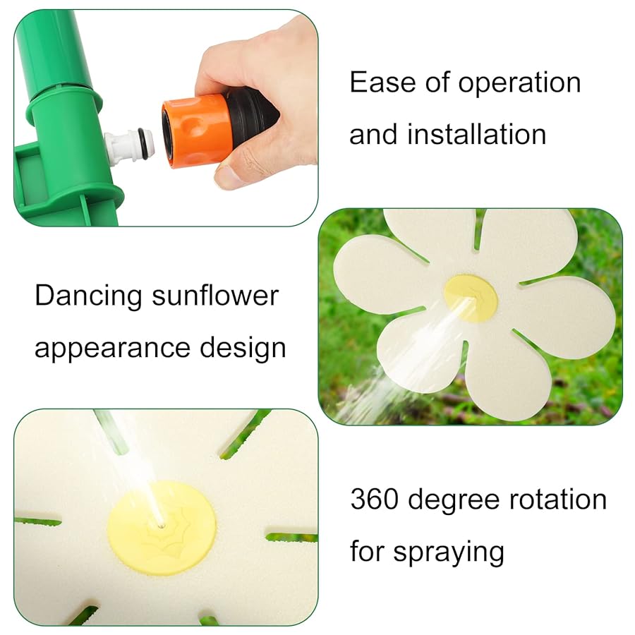 🔥Summer Hot Sale🌻Funny Dancing Sunflower Whirling Garden Sprinkler With Adapter