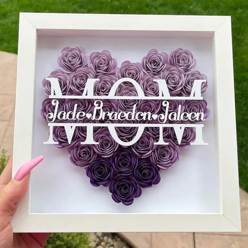 Personalized Mom Flower Shadow Box With Name For Mother's Day