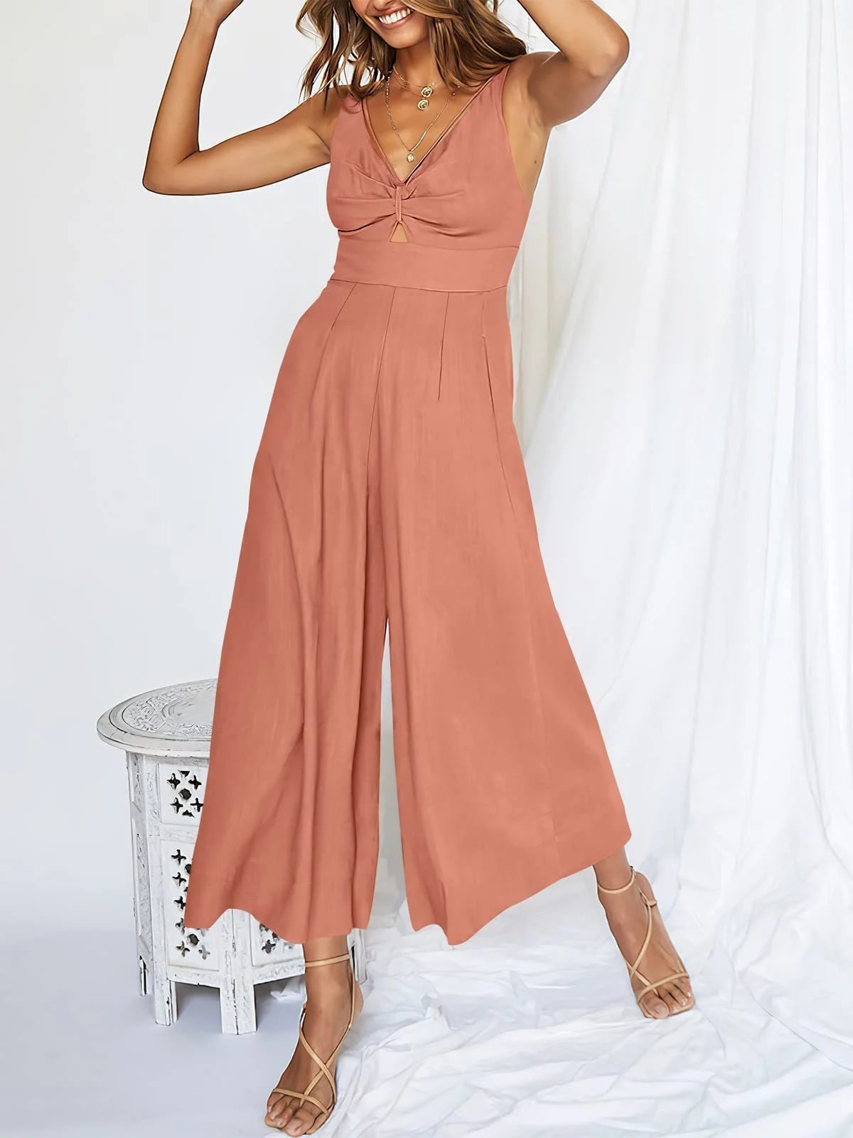 2024 New V Neck Cutout Wide Leg Jumpsuits(❤️Buy 2 Free Shipping❤️)