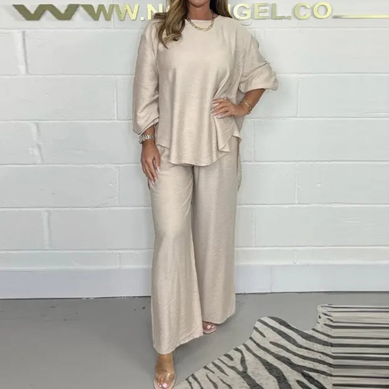 💕Women's Long Sleeve Blouse and Wide Leg Pants Set✨