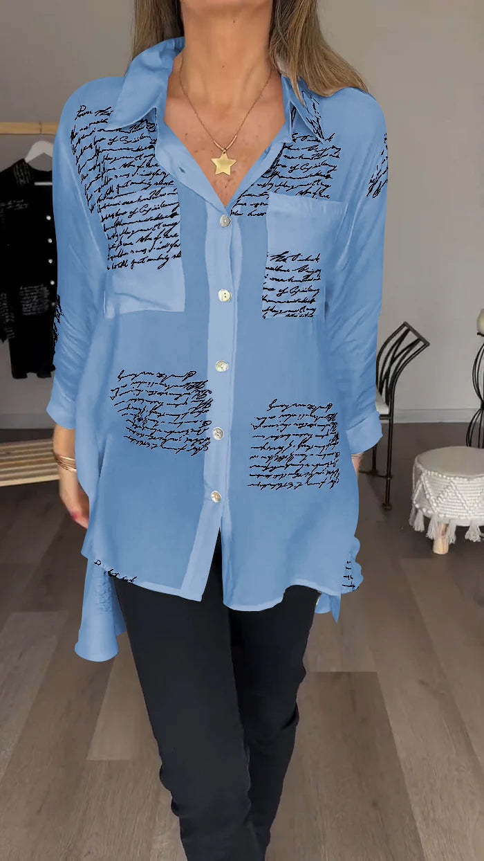 Letter Print Fashion Lapel Shirt (Buy 2 Free Shipping)