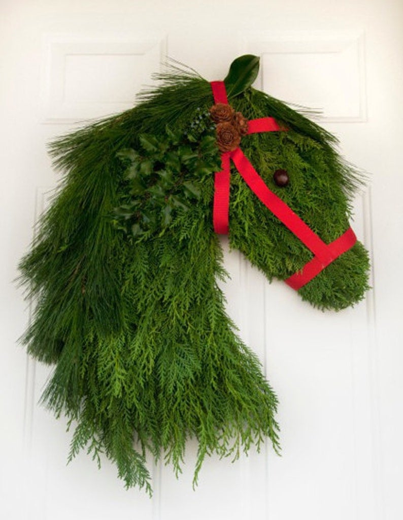 Winter Wreath Farmhouses Horse Head Christmas Wreath