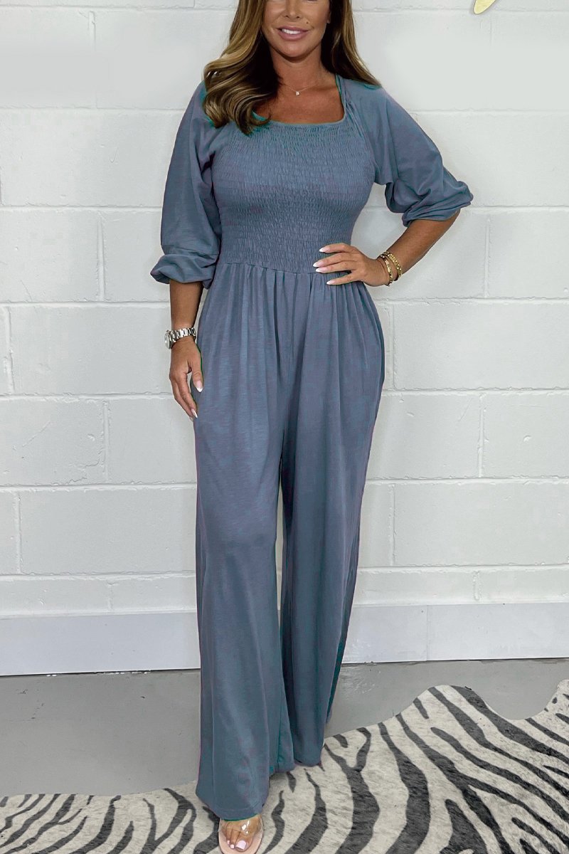 Casual solid color jumpsuit