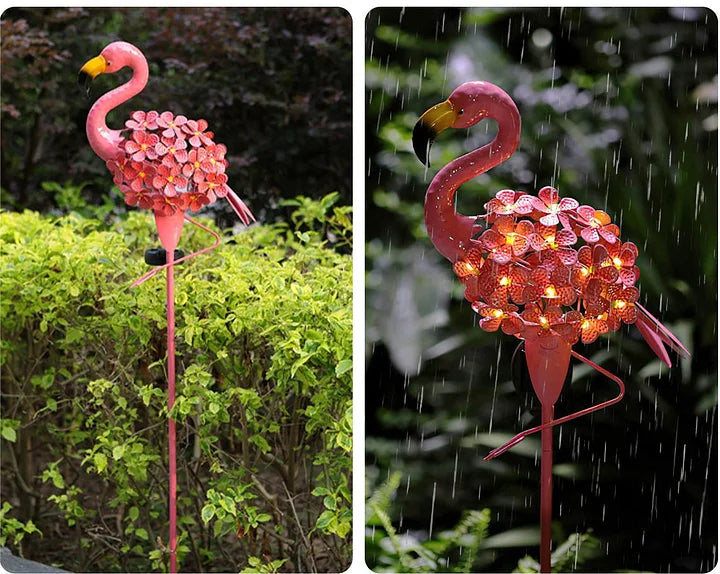 Flamingo Solar Light Metal Art