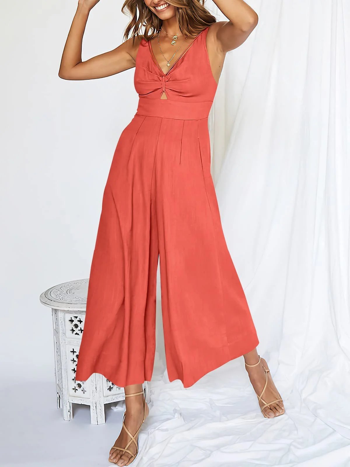 2024 New V Neck Cutout Wide Leg Jumpsuits(❤️Buy 2 Free Shipping❤️)