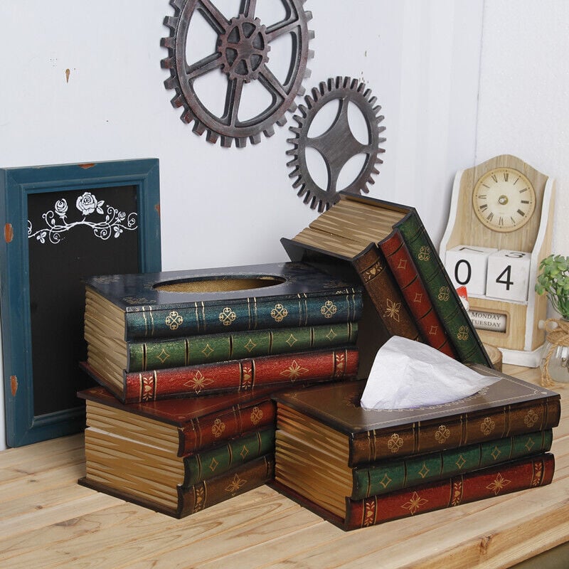 🔥HOT SALE 49% OFF - Creative Mid-Century Vintage Wooden Book Shaped Tissue Holder