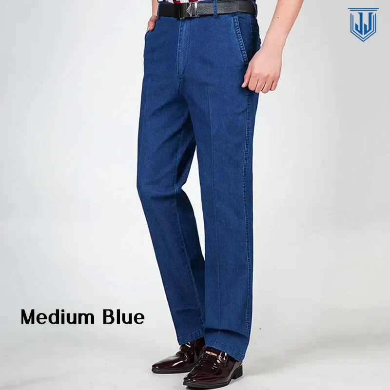 Men's High Waist Straight Fit Stretch Denim