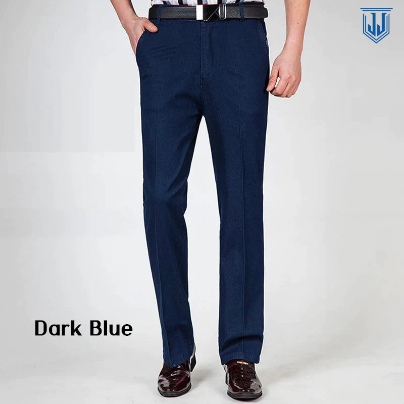 Men's High Waist Straight Fit Stretch Denim