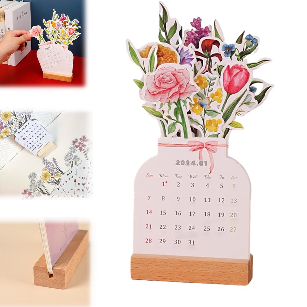 🔥Hot Sale - 2024 Bloomy Flowers Desk Calendar