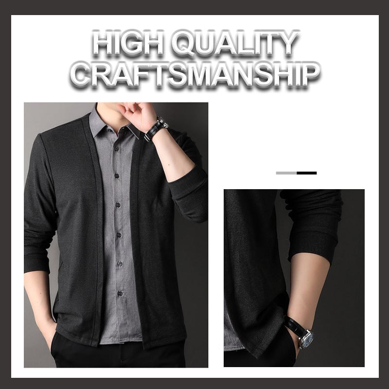 Men's Fake Two Piece Shirt Collar Knitted Cardigan (Buy 2 Free Shipping)