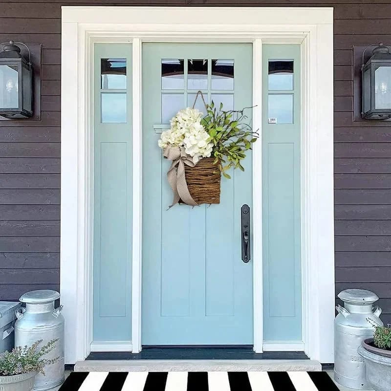 💐Cream Hydrangea Door Hanger Basket Wreath