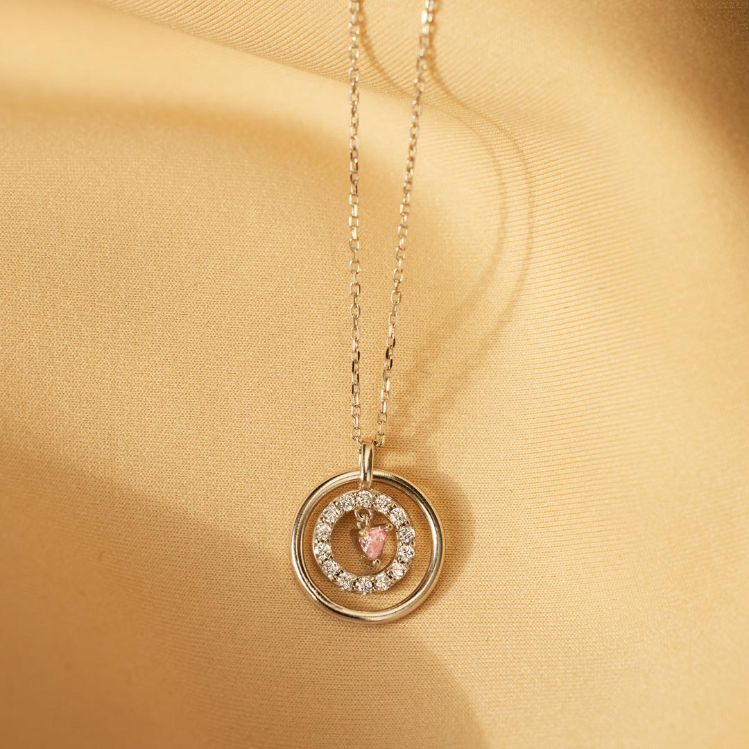 Mother Daughter Encircled Heart Necklace