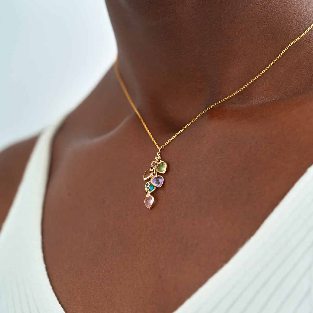 1-13 Heart Birthstones Cascading Necklace