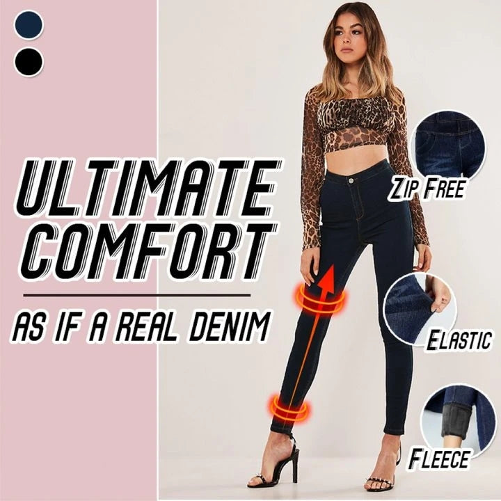 Thermal Fleece Denim Jeggings