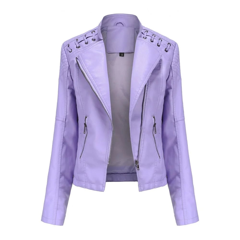 👚SpecialSale49%-Spring and Autumn Short Jacket Slim Leather Jacket -Women's Motorcycle Clothing