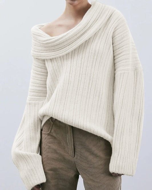 Chic One Shoulder Wrapped Knitted Loose Sweater