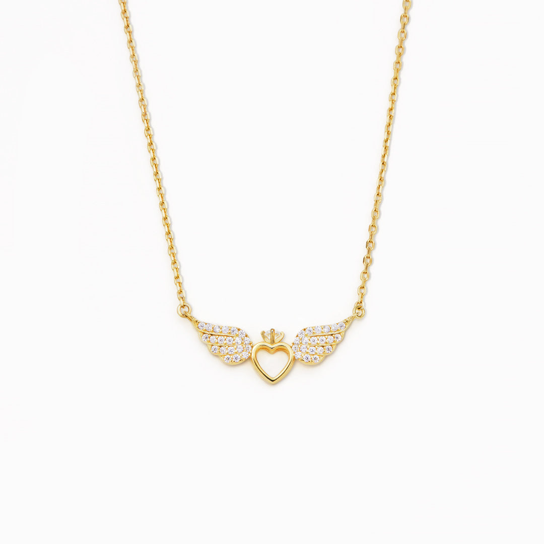 Spread Your Wings And Fly Heart And Angel Wings Necklace