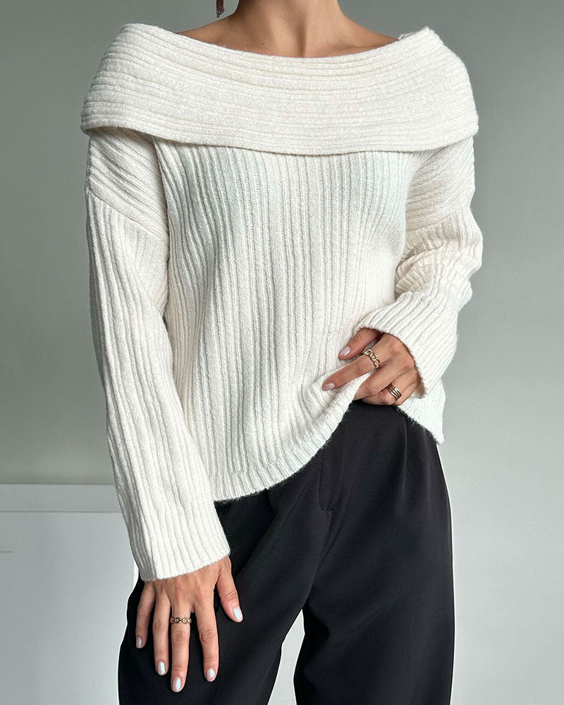 Chic One Shoulder Wrapped Knitted Loose Sweater