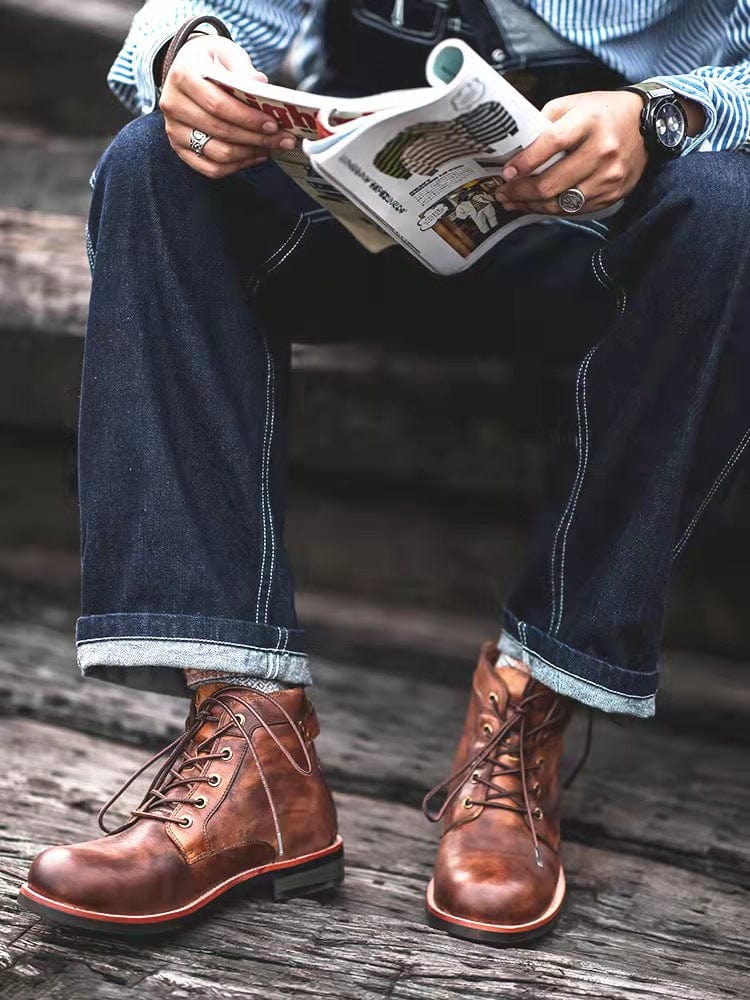 🔥Hot Sale🎉Mens Genuine Leather Waterproof Non-slip Arch Support Vintage Casual Chukka Boots