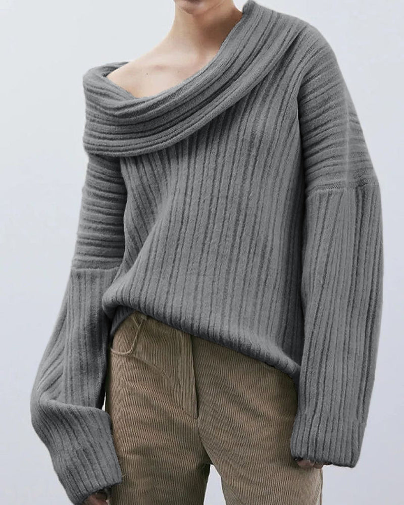 Chic One Shoulder Wrapped Knitted Loose Sweater