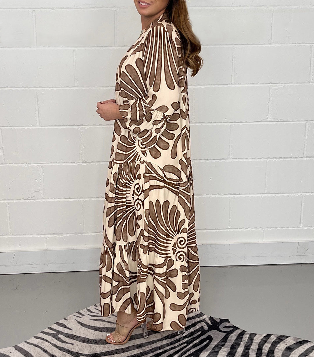 Printed Button Up Maxi Dress