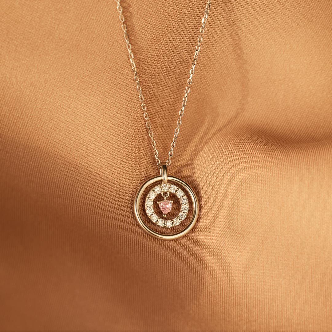 Mother Daughter Encircled Heart Necklace