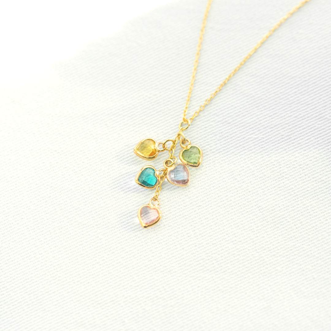 1-13 Heart Birthstones Cascading Necklace